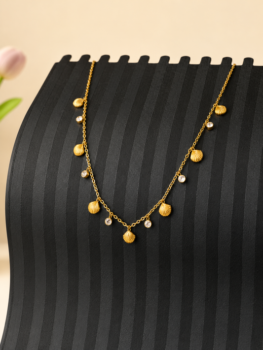 Diamond & shell beach necklace