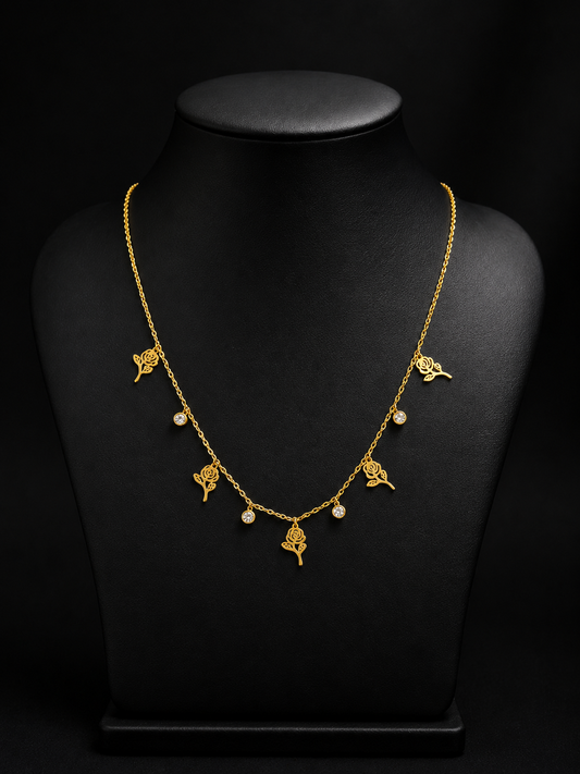 Golden Rose Charm Necklace