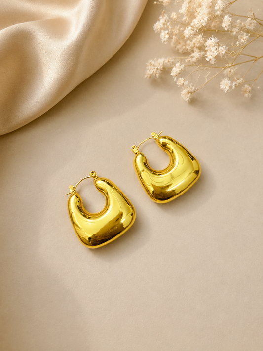 Golden Sculpted Hoop Earrings