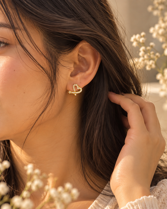 Micro Heart Ball Back Earrings