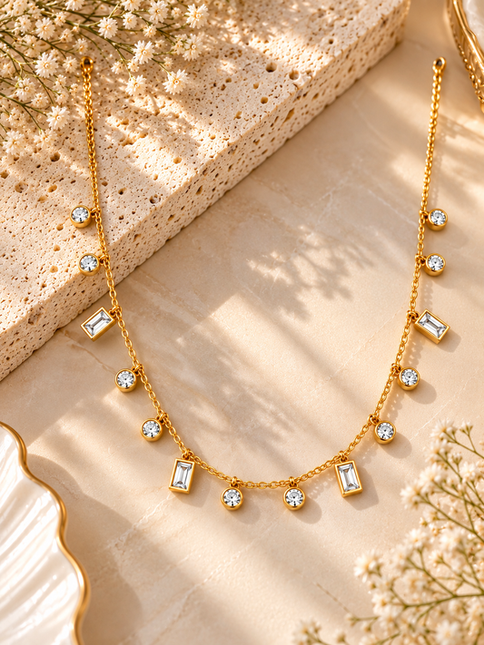 Crystal Charm Drop Necklace