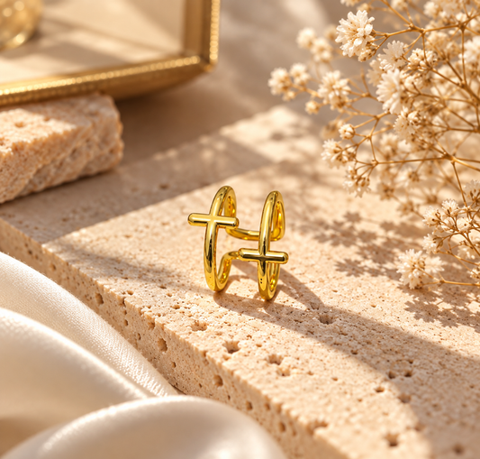 Double Cross Adjustable Ring