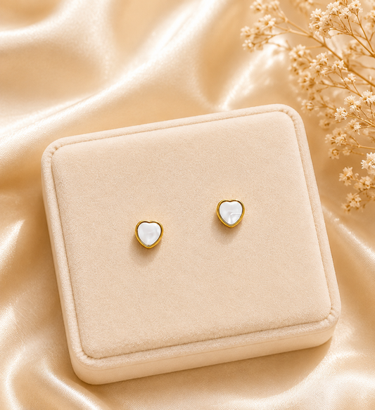 Mini White Heart Stud Earrings