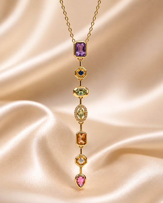 Long Multi-color Y Necklace
