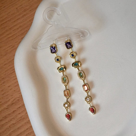 Aurora Multicolor Diamond Drop Earrings