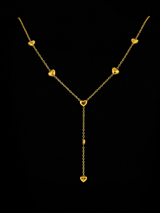 Golden Heart Drop Y Necklace