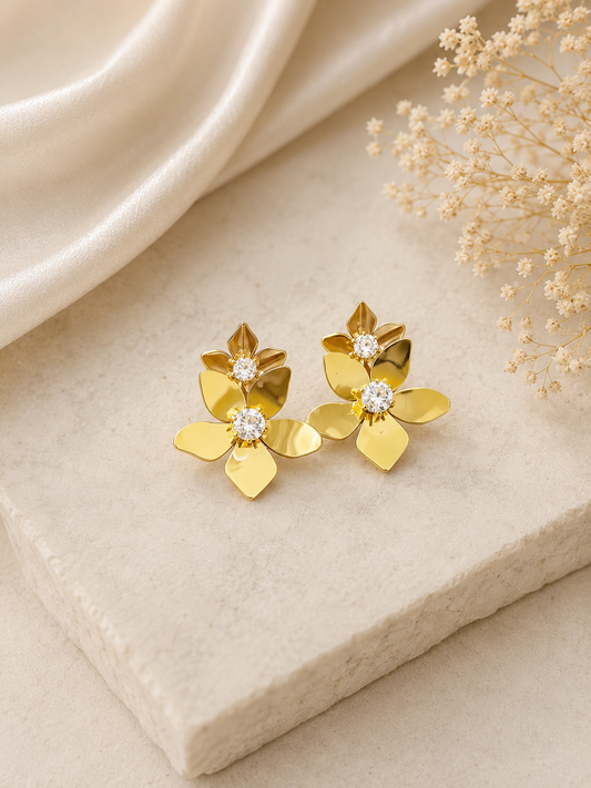 Golden Bloom Crystal Earrings