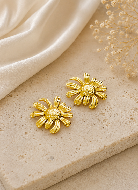 Golden Daisy Bloom Earrings