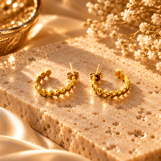 Textured Heart Half Hoop Earrings