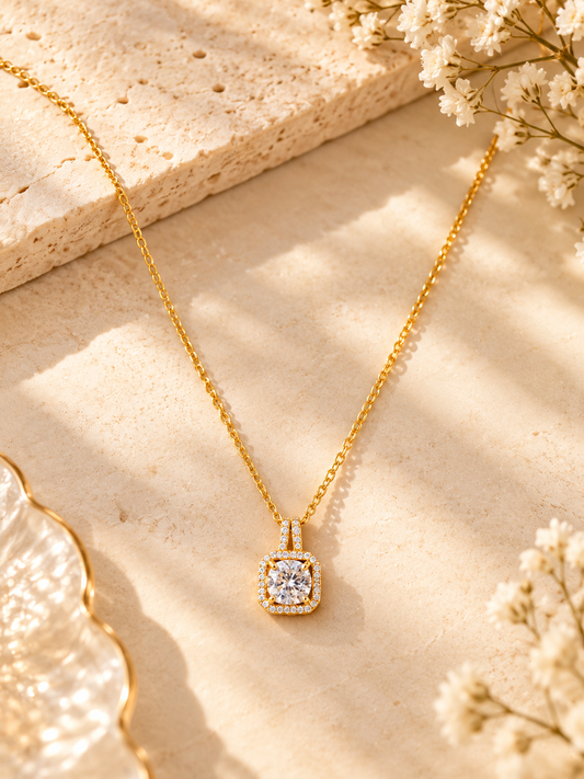 Crystal Diamond Pendant Necklace