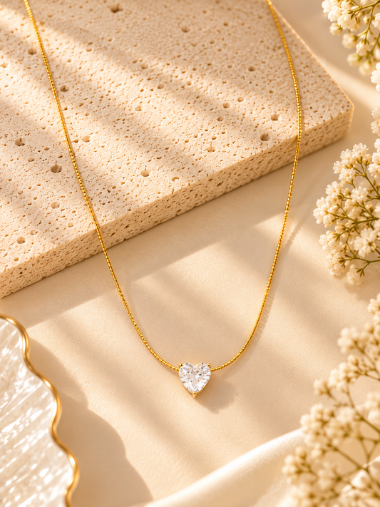 Heart Crystal Solitaire Necklace