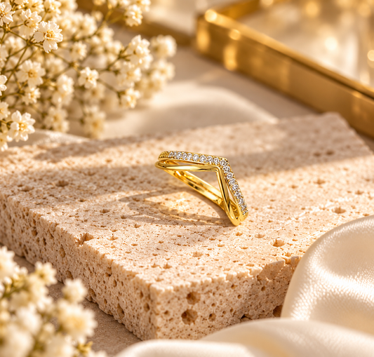 Crystal V-Shaped Adjustable Ring