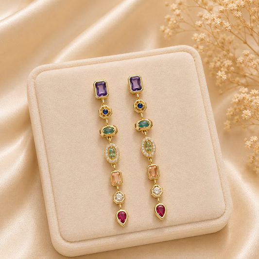 Aurora Multicolor Diamond Drop Earrings