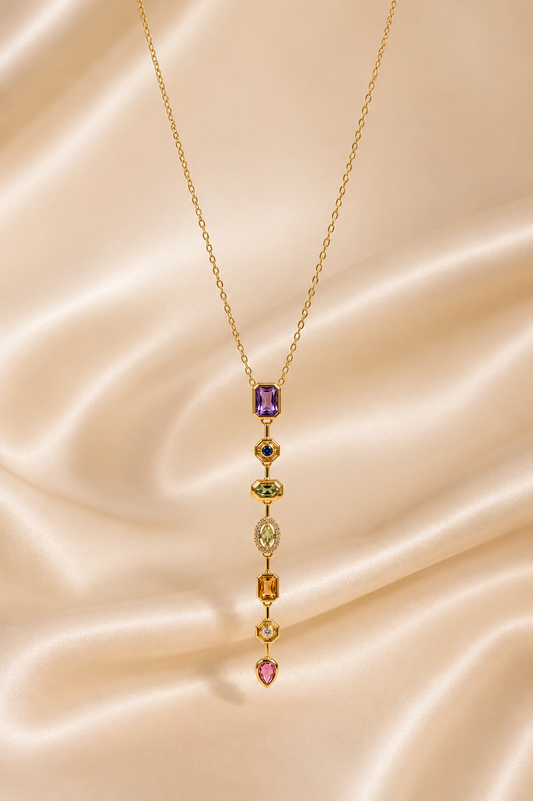Long Multi-color Y Necklace
