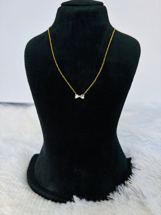 Dainty Diamond Bow Necklace