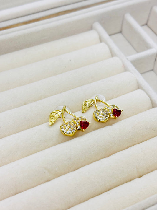 Cherry Heart Diamond Studs