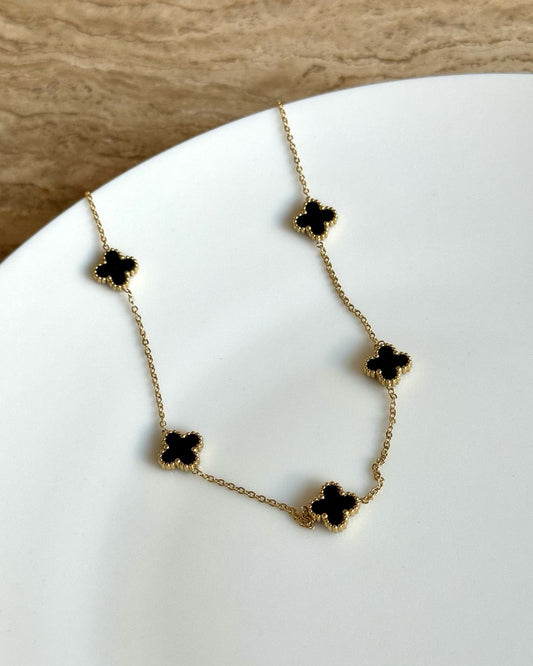 Black Golden Multi Clover Necklace